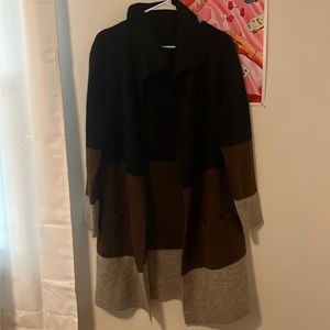 Black, brown and beige oversized cost